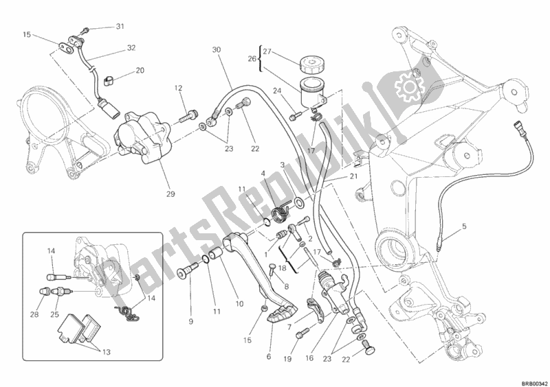 Alle onderdelen voor de Remsysteem Achter van de Ducati Multistrada 1200 USA 2011